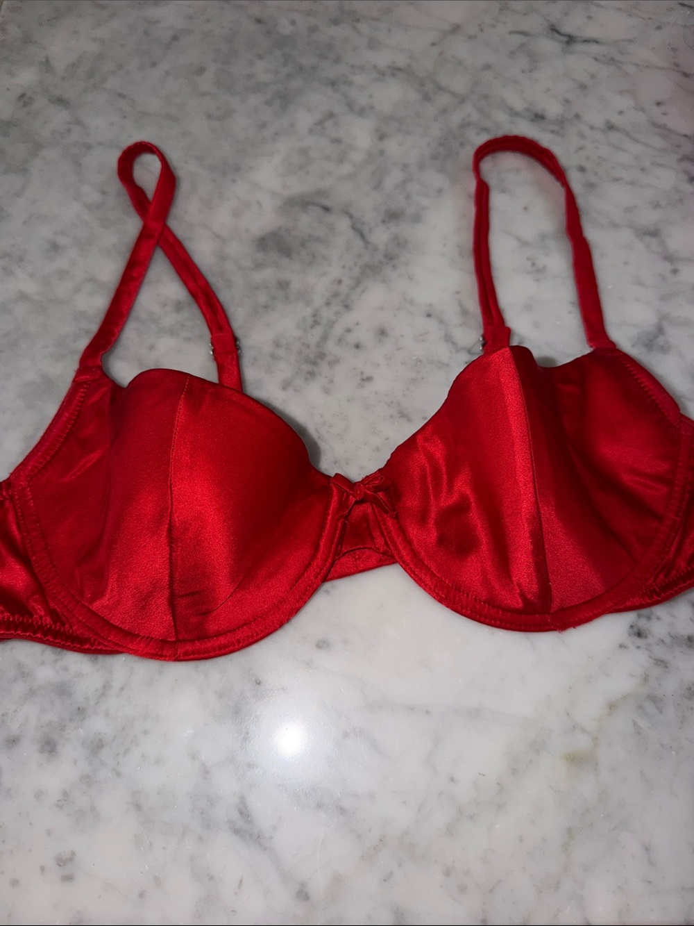 Fleur du Mal Red Satin Underwire Bra
